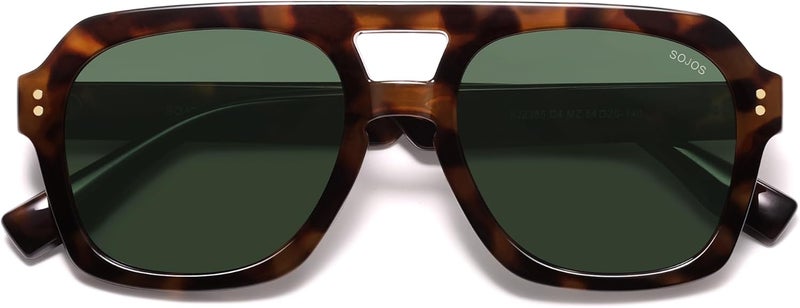 Sojos Retro Thick Polarized Aviator Sunglasses for Women Men, Large Trendy Bold Square Pilot Shades SJ2385 - Image 1